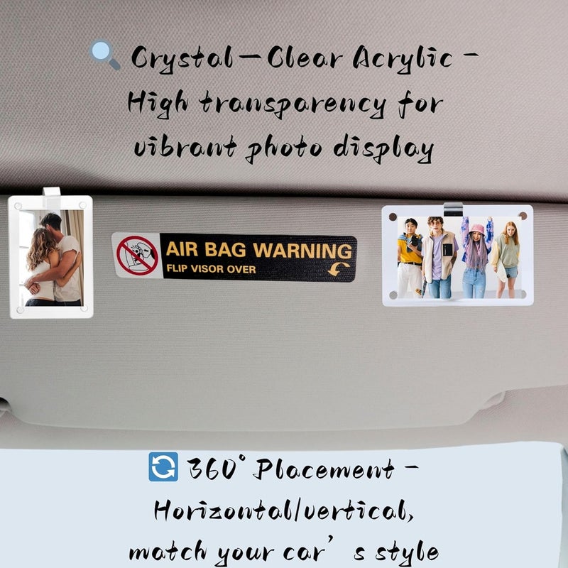 MOTOFITOOL Car Sun Visor Photo Holder, 2 Pack Universal Magnetic Car Visor Clip, Personalized Picture Frame for Cars, Photo car visor clip - Image 4